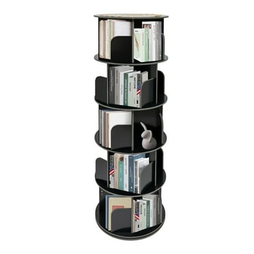 Homieasy 4-Tier Wooden Bookshelves Unit, Rotating Corner Bookshelf ...