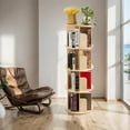Rotating Bookcase, 4 Tier Swivel Bookcase Wood Bookshelf,360 Display