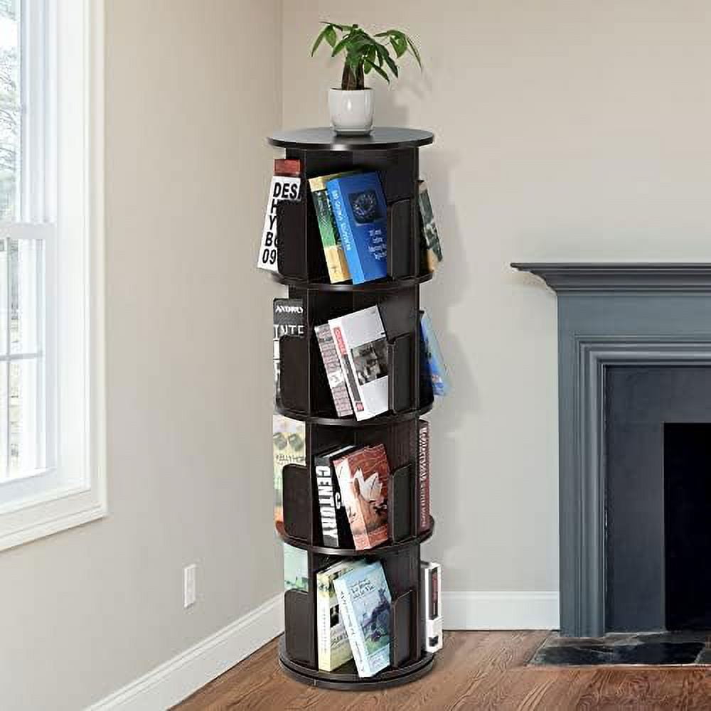 Rotating Bookshelf 360 Display Floor Standing Bookcase Organizer ...