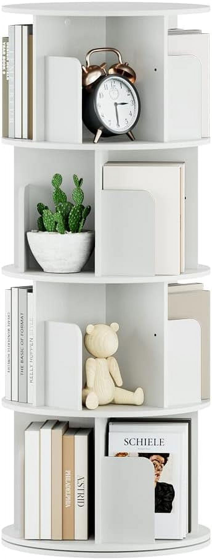 White Wooden 4-Tier Rotating Kids' Corner Bookshelf