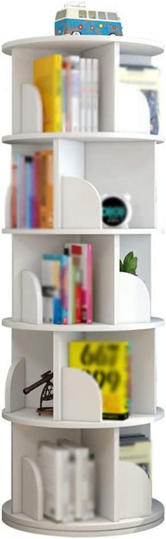 Rotating Bookshelf 360° Revolving Display Case Floor Standing Corner ...