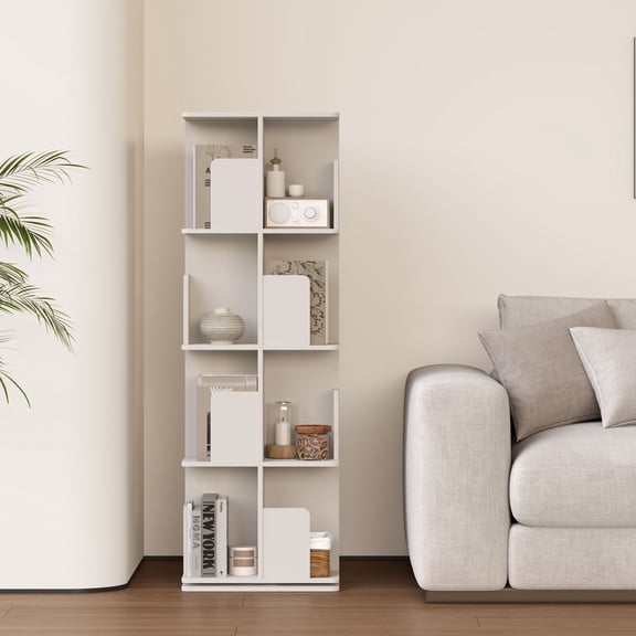 Rotating Bookshelf, 4 Tier Small Bookcase Corner Shelves Display Storage Tower Space-saving Revolving For Small Space, White
