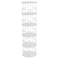5-Tier 360° Rotating Bookshelf Tower, Spinning Revolving Bookcase, Narrow Tall Vertical Storage Organizer, Round Display Shelf for Bedroom, Living Room & Home Office, White