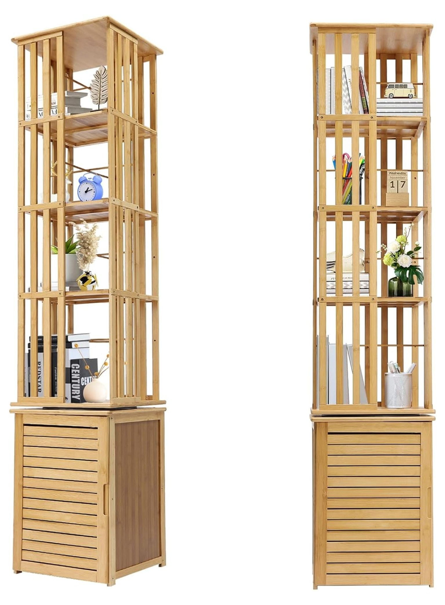 Rotating Bookshelf, 6 Tier 360° Floor Standing Revolving Bookcase ...