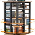 Rotating Bookshelf with Metal Frame 360 Display Wood Revolving Bookcase