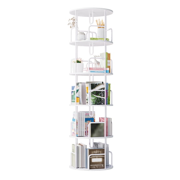 Rotating Bookshelf Tower 5 Tier,Spinning Bookcase, Revolving 360 Book Shelf Narrow Tall Bookcase, Vertical Turning Round storage Bookshelf ,Book Shelf Organizer