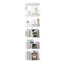 Rotating Bookshelf Tower 5 Tier,Spinning Bookcase, Revolving 360 Book Shelf Narrow Tall Bookcase, Vertical Turning Round storage Bookshelf ,Book Shelf Organizer