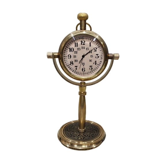 Rotating Brass Desk Clock: Custom Engraved Executive Gift