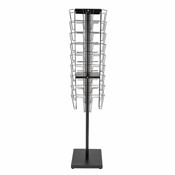 Rotating Brochure Display Stand, Mesh Magazine Holder Stand Black Wire Rotating Display Rack with 36 Pocket Magazine Book Storage for Offices Organizer, Trade Show Exhibitions or R