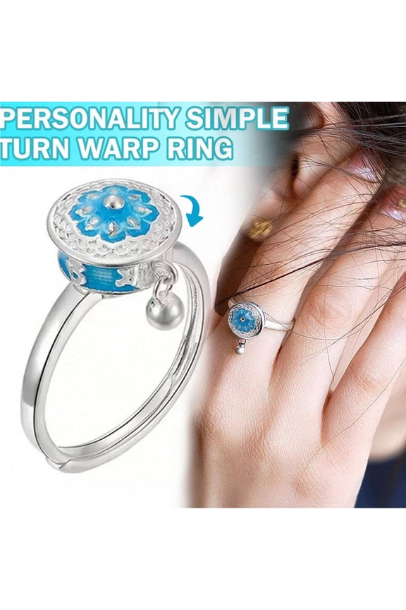 Rotating Buddhist Tibetan Prayer Wheel Ring Anxiety Rotating Relief Ring