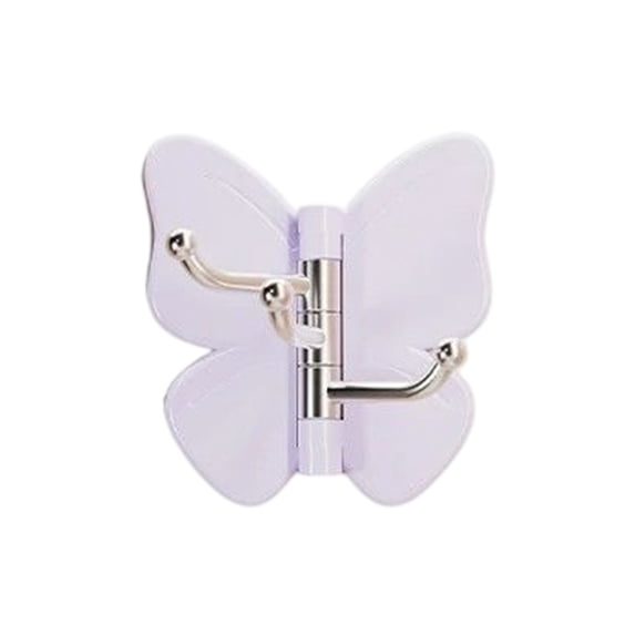 Rotating Butterfly Triple Hook, Wall Mounted Hanger for Coats Bags and Towels, Decorative and Functional Organizer for Home Entryway and Bedroom Purple