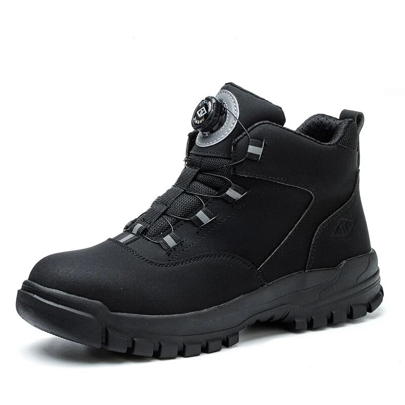 Rotating Buttons Safety Shoes Men Waterproof Work Boots Anti-smash Anti ...