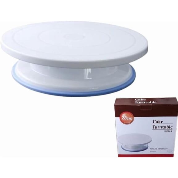 Rotating Cake Turntable Stand with Non Slip Pad, 11 Inch Revolving Turn Table Top for Pastries Cookies Cupcakes Decorating, Rotary Round Cake Display Stand Supplies Kit (White)