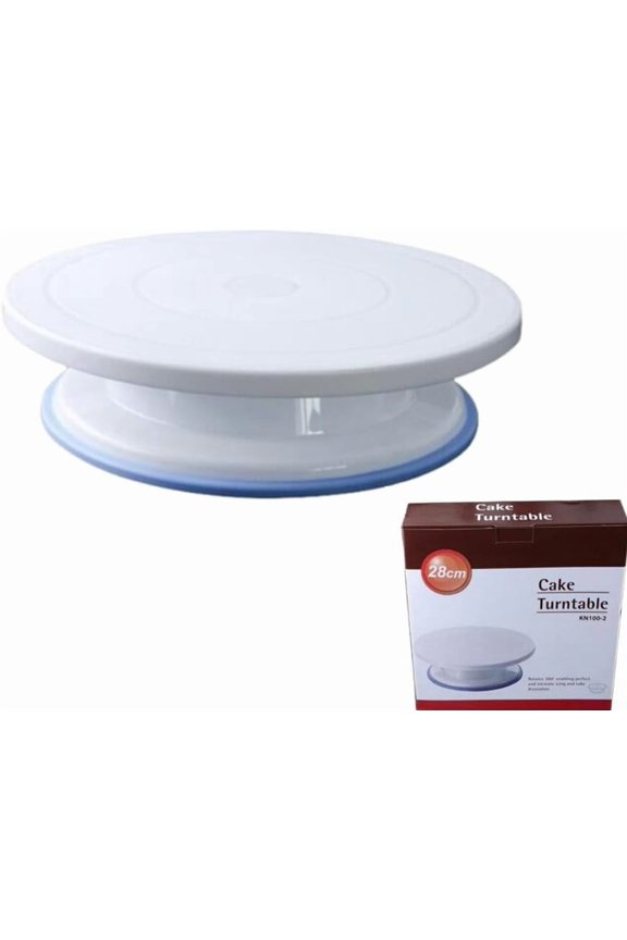 Rotating Cake Turntable Stand with Non Slip Pad, 11 Inch Revolving Turn Table Top for Pastries Cookies Cupcakes Decorating, Rotary Round Cake Display Stand Supplies Kit (White)