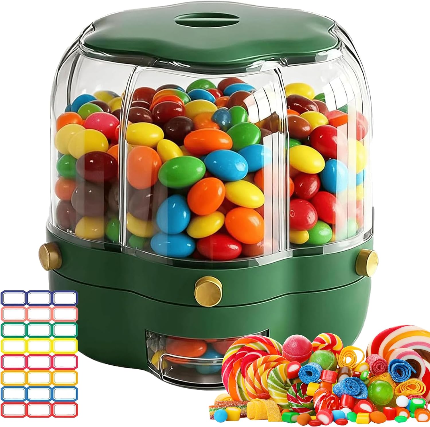 Stackable Candy Storage Containers Rotating Candy Dispenser Countertop, Multi-grid Large Capacity Grain ...