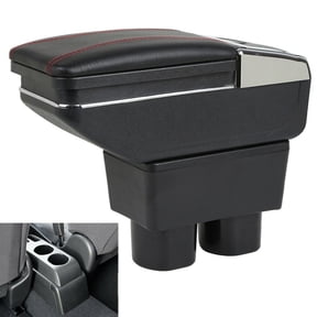 Rotating Car Armrest Storage Box, Leather Console with Cup Holder & Ashtray for 2007-2011 Nissan Versa/Tiida/Latio