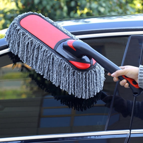 Rotating Car Wash Brush with Soft Bristles and Ergonomic Handle, Scratch-Free Vehicle Cleaning Tool for Body Roof Glass Waxing, Durable Auto Detailing Brush for Home Garage Use