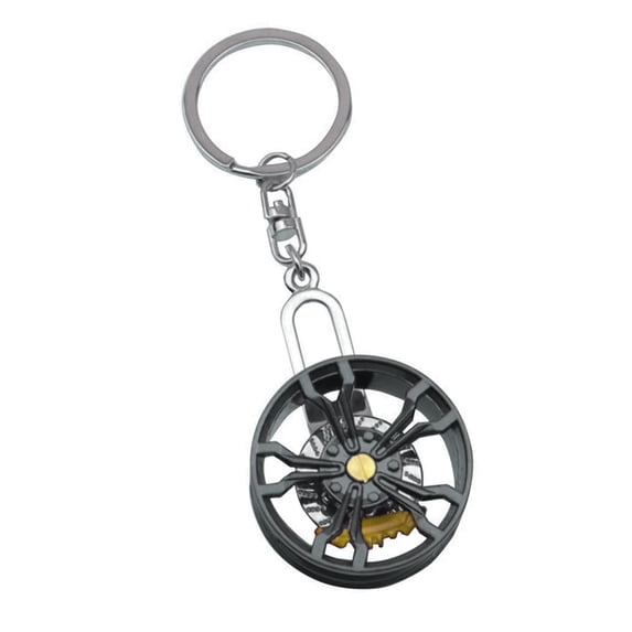 Rotating Car Wheel Rims Keychain Handmade Zincs Alloy Automotive Tire Key Chain Decoration for Auto Enthusiasts
