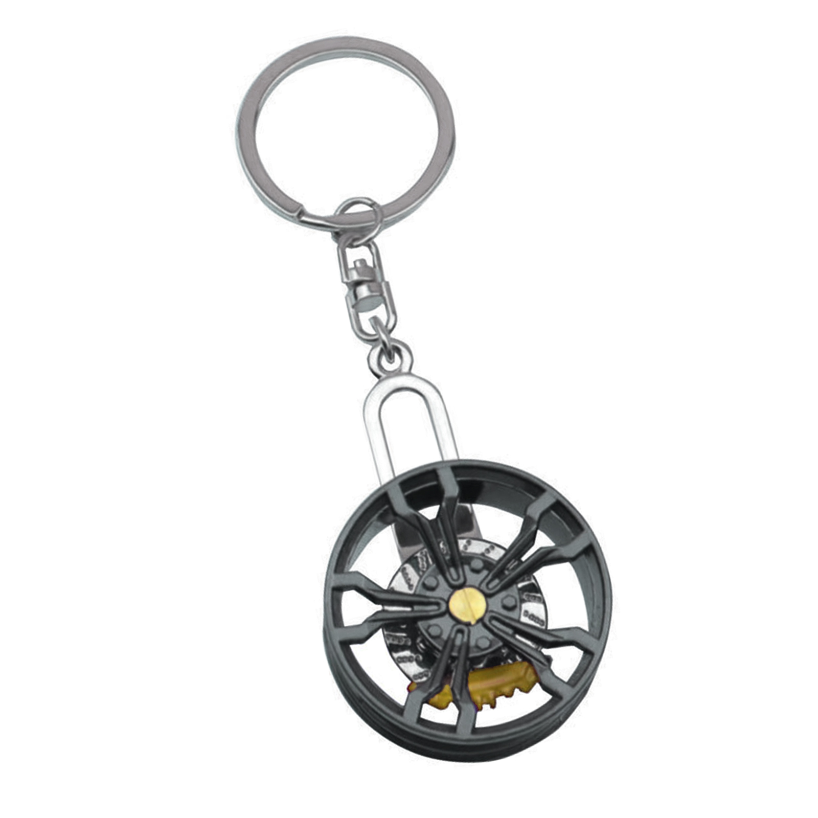 Rotating Car Wheel Rims Keychain Handmade Zincs Alloy Automotive Tire Key Chain Decoration for Auto Enthusiasts
