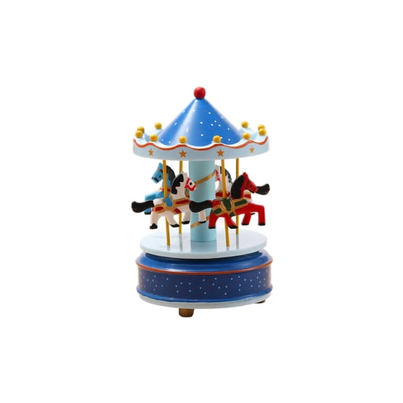 Rotating Carousel Music Box with Starry Night Canopy, 1 Piece, Blue Party Centerpiece and Christmas Decoration for Women