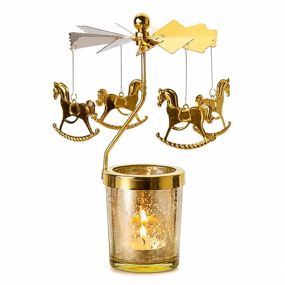 Rotating Carousel Tealight Candle Holder, Heat Powered – Rocking Horse Pendant