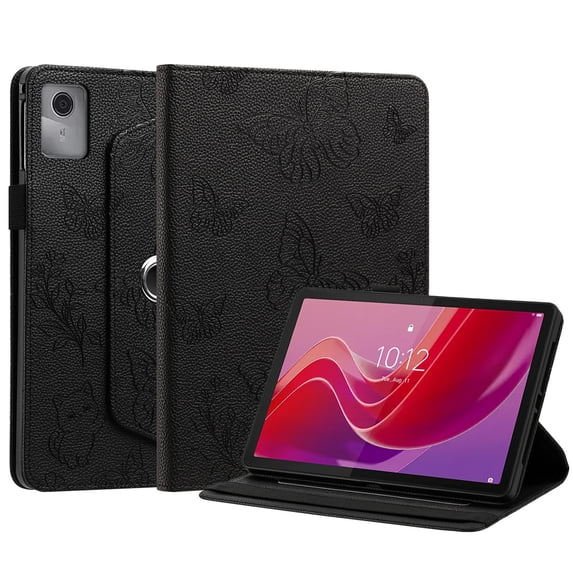 Rotating Case for Lenovo Idea Tab 11 2025 / M11 2024 / K11 11 inch with 360 Stand, Shockproof PU Leather Cover with Pen Holder, Black