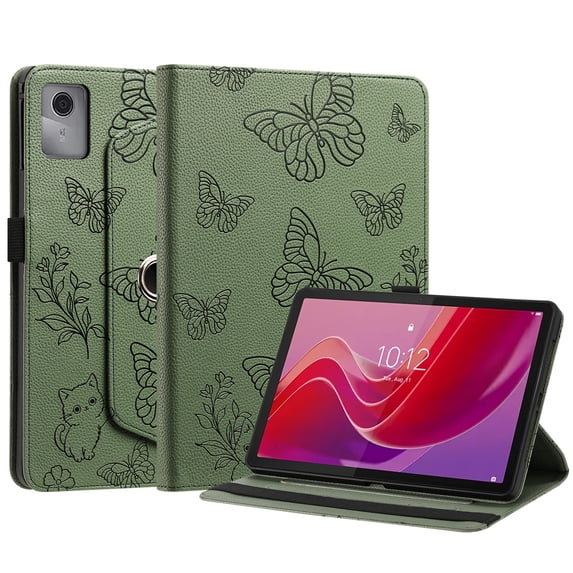 Rotating Case for Lenovo Idea Tab 11 2025 / M11 2024 / K11 11 inch with 360 Stand, Shockproof PU Leather Cover with Pen Holder, Green