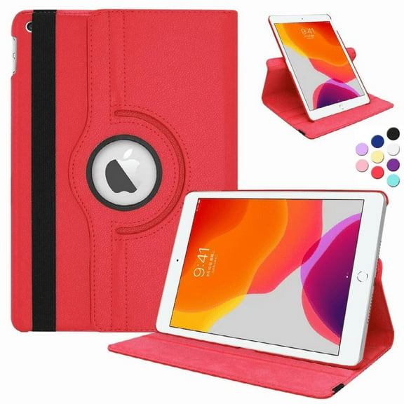 Rotating Case for New iPad Air 1/Air 2 9.7 Inch - 360 Degree Rotating Smart Protective Stand Cover with Auto Sleep/Wake, Red