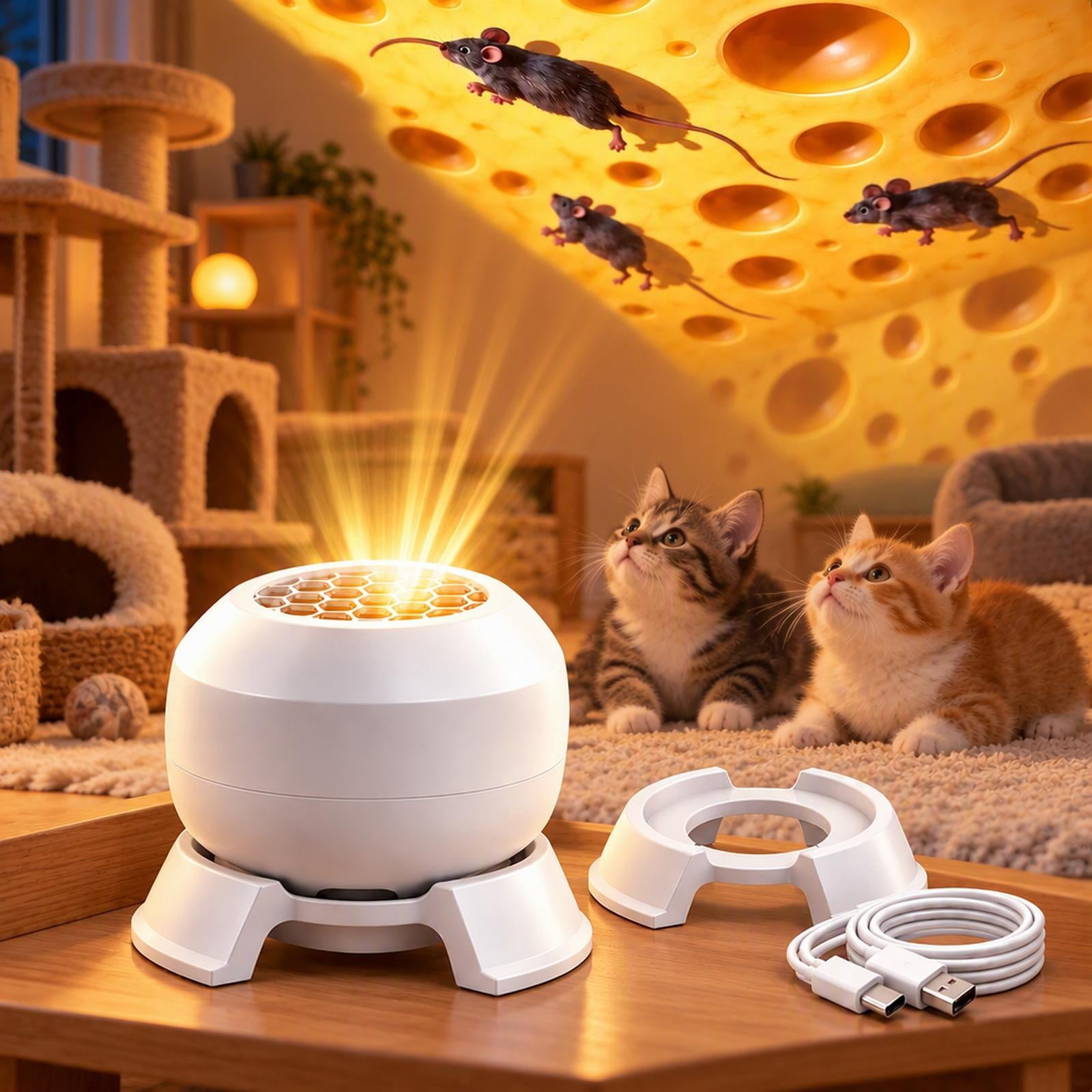 Rotating Cat Projector, 360° Adjustable USB Powered Mouse Projection ...