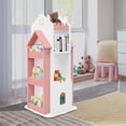 thumbnail image 1 of 16" × 37" Rotating Children's Bookshelf Floor Standing Bookshelf, Floor Standing Bookcase Storage Rack for Home Child's Bedroom (Pink), 1 of 9