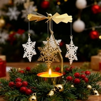 Rotating Christmas Candlestick Golden, Heat Powered Christmas Tree Snowflake Candle Holder, Tabletop Decor with Thermodynamic Spin, Festive Centerpiece for Holiday Table Decoration