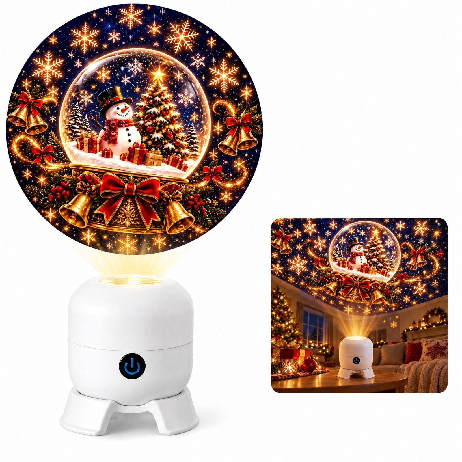 Rotating Christmas Projector with Dimmable LED Glow and Santa Snowman ...