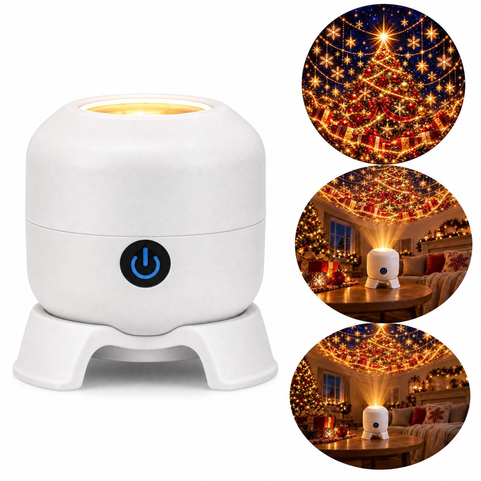 Rotating Christmas Snowflake Projector Light with Starry Santa and ...