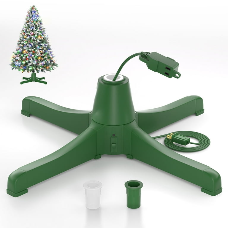 Rotating Christmas Tree Stand 360 Degree Adjustable Christmas Tree Base Holder Suit for Up to 7.5ft Tall 80lbs Artificial Tree Green