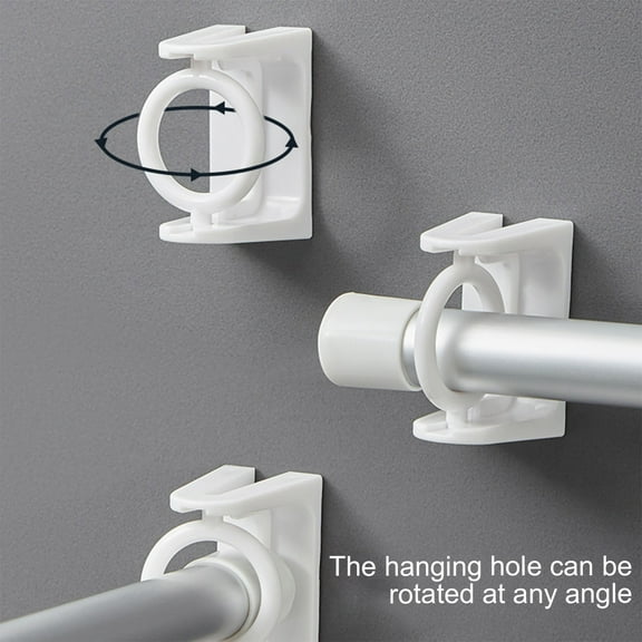 Rotating Circular Shower Curtain Rod Hook Support Bracket – Adjustable, Damage-Free Wall Mount for Bathroom and Kitchen Organization, No Drilling Needed