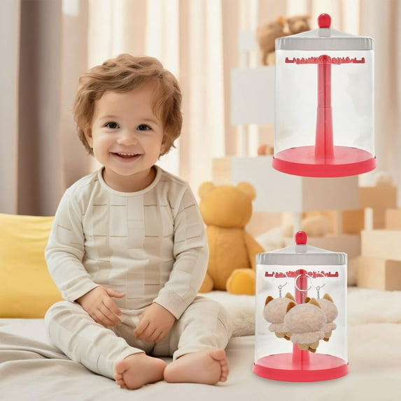 Rotating Clear Display Case for Doll Keychains, Display Stand for Plushs Dolls Storage Box, Rotating Toy Figurine Storage And Display Box, 360° Rotating Plastic Dusts-Proof Storage Box with Cover
