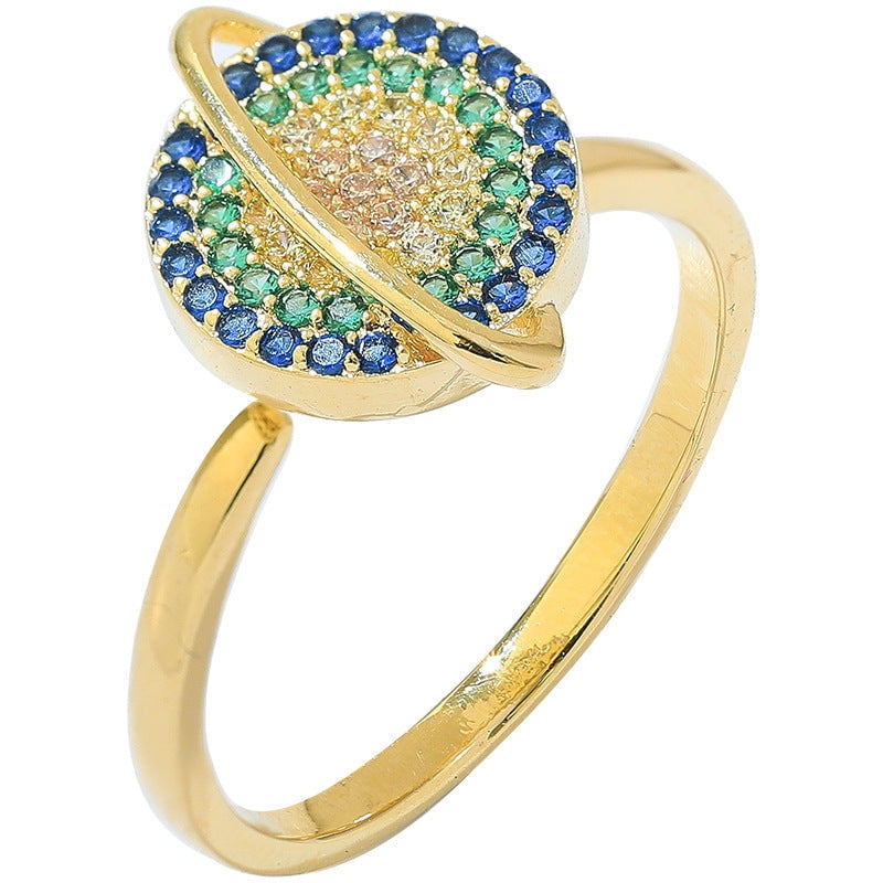 Rotating Colored Diamond Ring Female Ins Net Celebrity Explosion Design ...