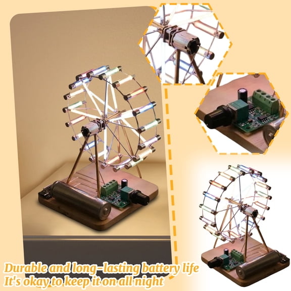 Rotating Colorful Ferris Wheel DIY Kit, Lighted Desktop Display, Rechargeable Power System, Hands-On Practice and Home Decor, Ideal Gift for Experiment Enthusiasts