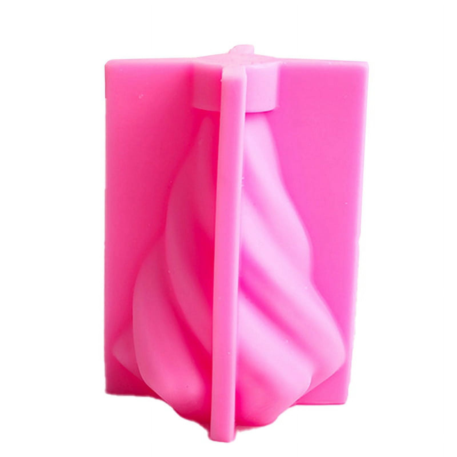 Rotating Cone Candle Mold Wave Stripe Aromatherapy Candle Silicone Mould DIY Curved Columnar Plaster Resin (L)