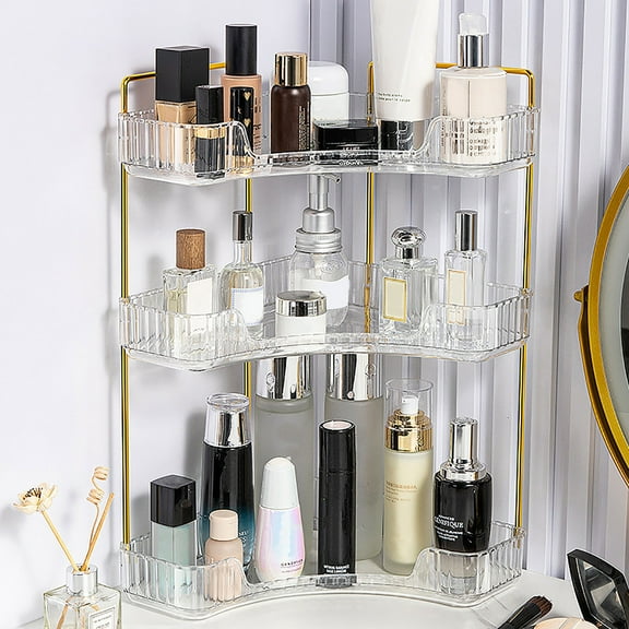 Rotating Cosmetic Organizer under $5! Yannianjz 360 Rotating Cosmetic Storage Rack, Corner Makeup Organizer for Bathroom, Jewelry and Cosmetics Display Stand, Spinning Storage Shelf for Bedroom
