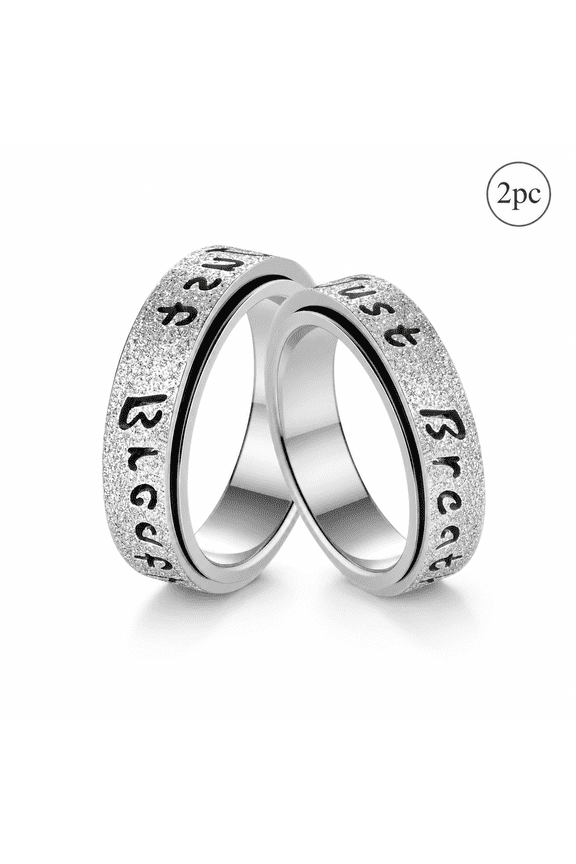 Rotating Couple Rings 2-Pack, Gold & Silver 304 Stainless Steel Spinner Open Band Rings, Adjustable Fidget Fashion Rings for Everyday Wear & Gift