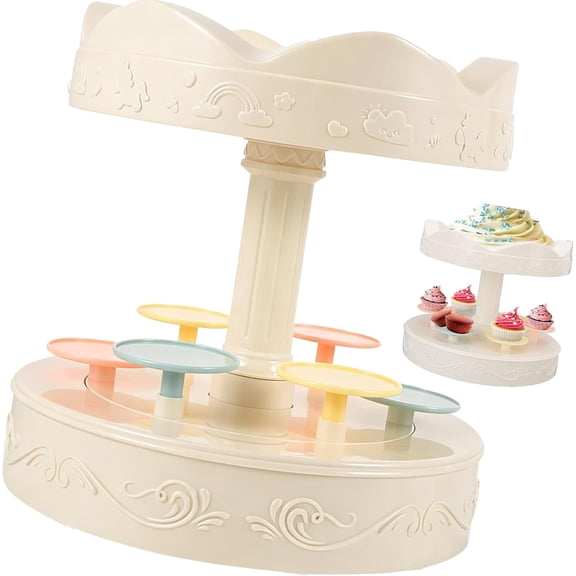 Rotating Cupcake Stand, Automatic Revolving Double Layer Dessert Display for Parties, Birthdays, Weddings & Bakeries