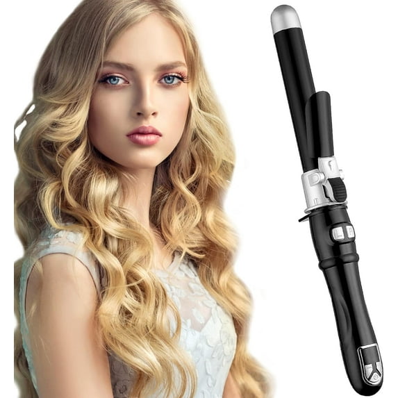 Rotating Curling Iron 1 .1Inch, Automatic Curling Wand, Professional Hair Curler with Long Barrel, 13 Adjustable Temps, 30s Instant Heat, 1H Auto Off, 110-240V Dual Voltage & Anti-Scald