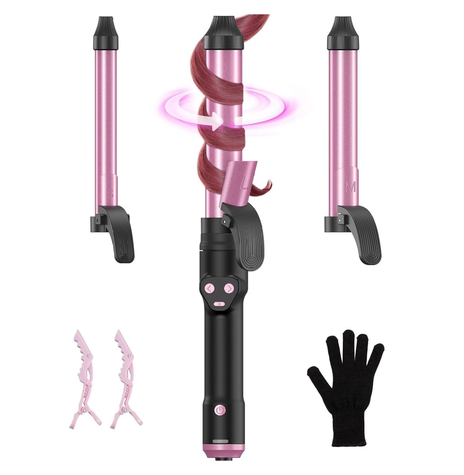 Rotating Curling Iron 1 inch, Fast and Effortless for All Hair Length ...