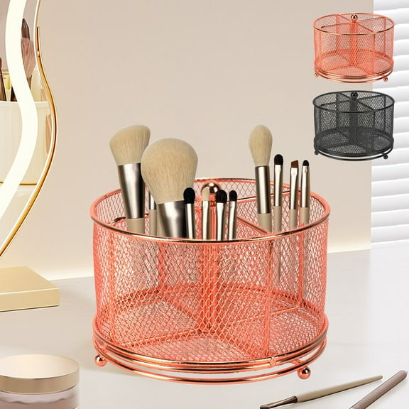 Rotating Cutlery Rack Rose Gold 4 Compartment Kitchen Storage Organizer For Utensils Forks Spoons Knives Countertop Space Saving Tool Multipurpose Drainage Holder Cabinet Item 1pc Pack