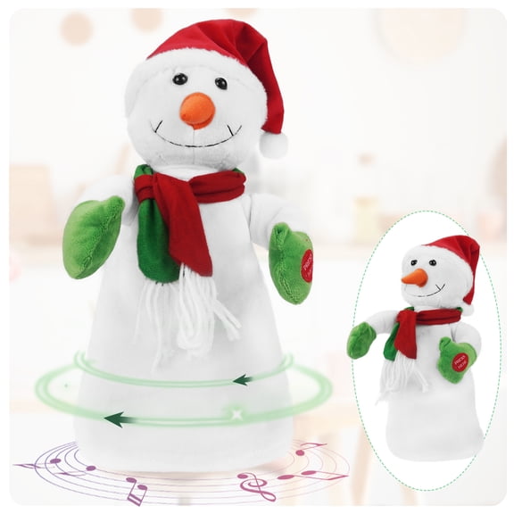 Rotating Dancing Snowman Toy with Music, Plush Christmas Snowman Decoration for Holiday Parties Desk Home Decor