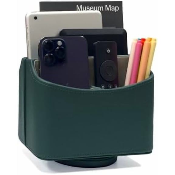 Rotating Desk Organizer, 360 Degree Desk Spinning Caddy, Desktop TV Guide/Mail/Media/Remote Controller Holder Organizer, Lychee Dark Ivy