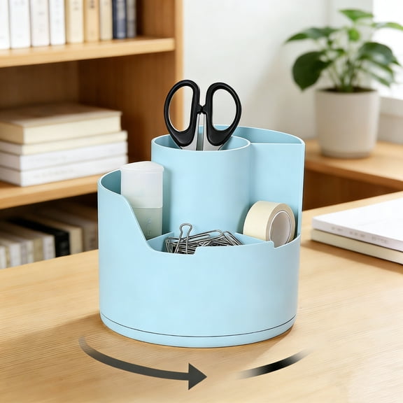 Rotating Desk Organizer, 360 Degree Swivel Storage Box with Multiple Compartments for Pens, Pencils, Makeup Brushes, and Office Supplies, Home Office Desktop Caddy