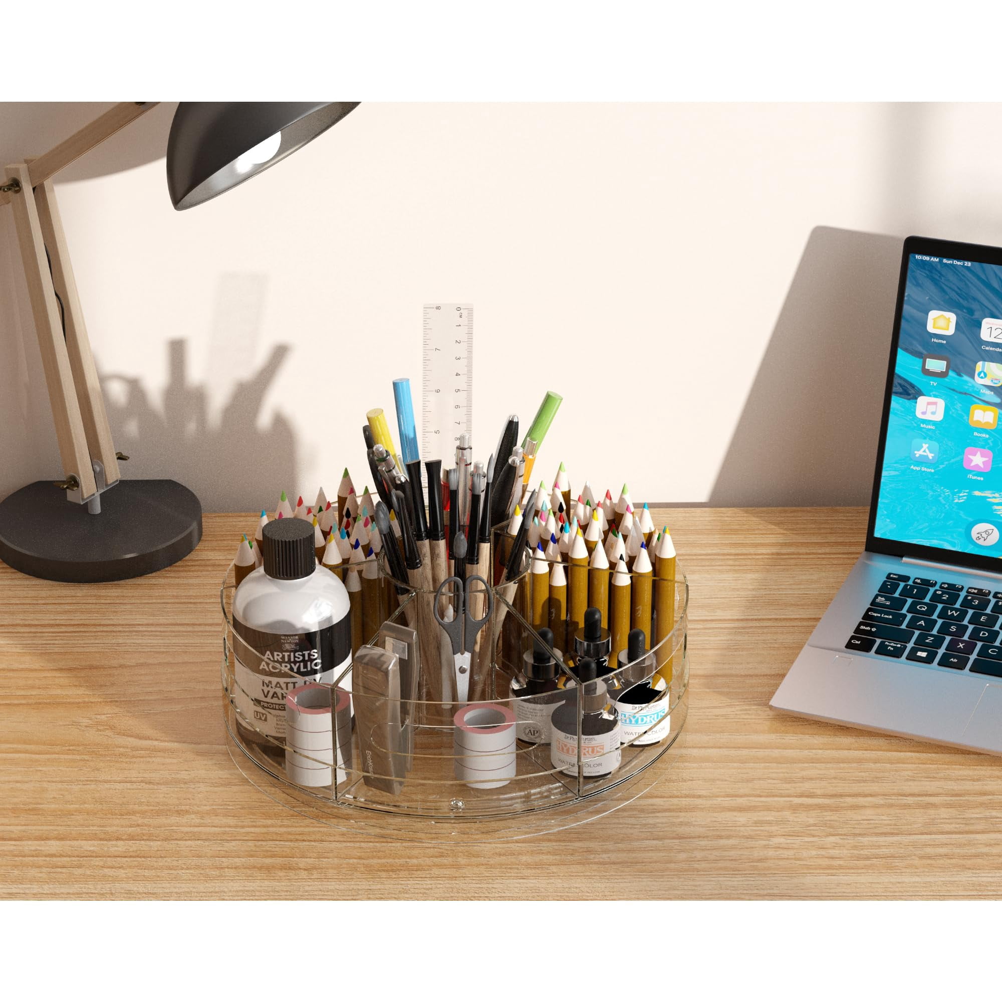 Rotating Desk Organizer  360° Pen For With 7 Removable Compartments Extra-large Holder Office Supplies Markers And Art Clear Pencil