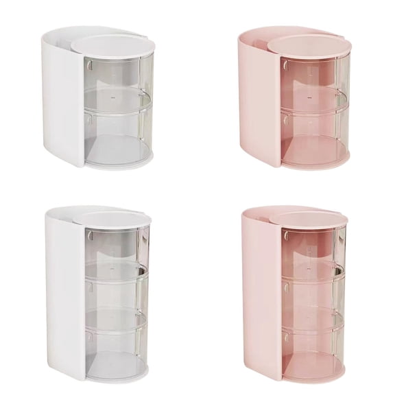 Rotating Desk Organizer Ecohintz Desktop Rotatable Storage Organizer - Jewelry Box for Earrings, Necklaces, Bracelets, Rings - Makeup Brush Holder & Stand - Multi-Compartment Accessory Case